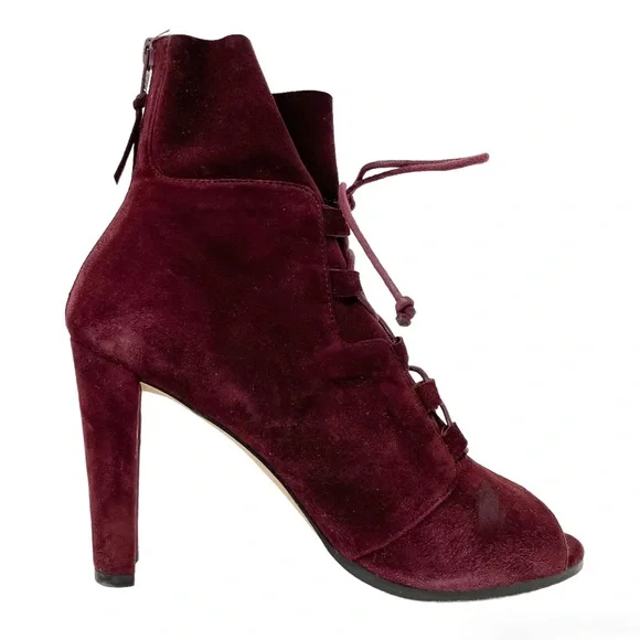 Stuart Weitzman Bound Lace-Up Peep Toe Bootie Women’s 10 - Picture 4 of 11